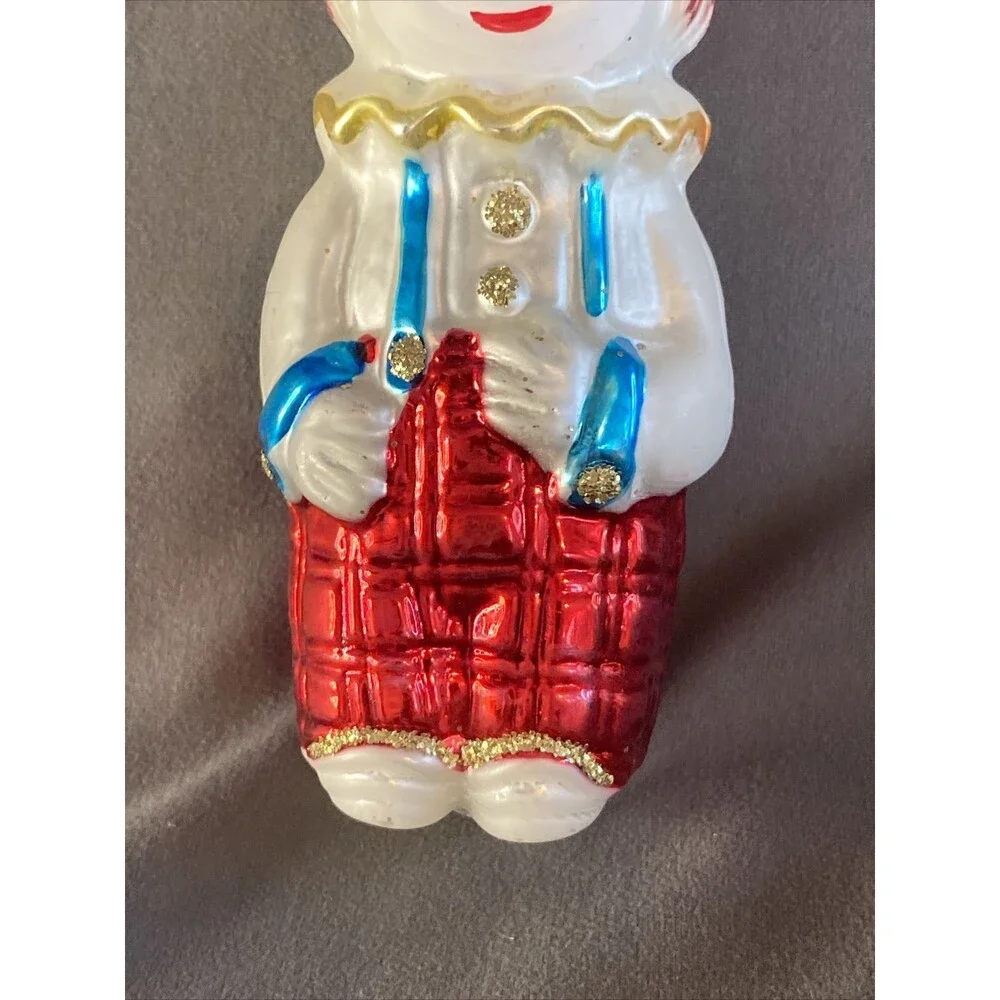 Vintage Mercury Glass Clown Christmas Ornament Lot Of 5 Hanging Holiday Tree